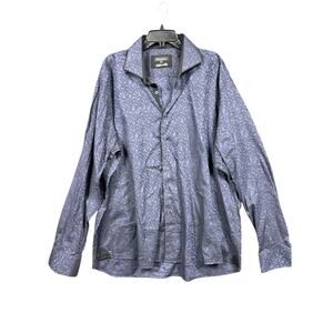 Maceoo Shirt Mens 4XL Navy Blue Elegance Paisley Italian Fabric Button Up Dressy